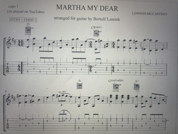 Tab + Notes Martha My Dear (digital download)